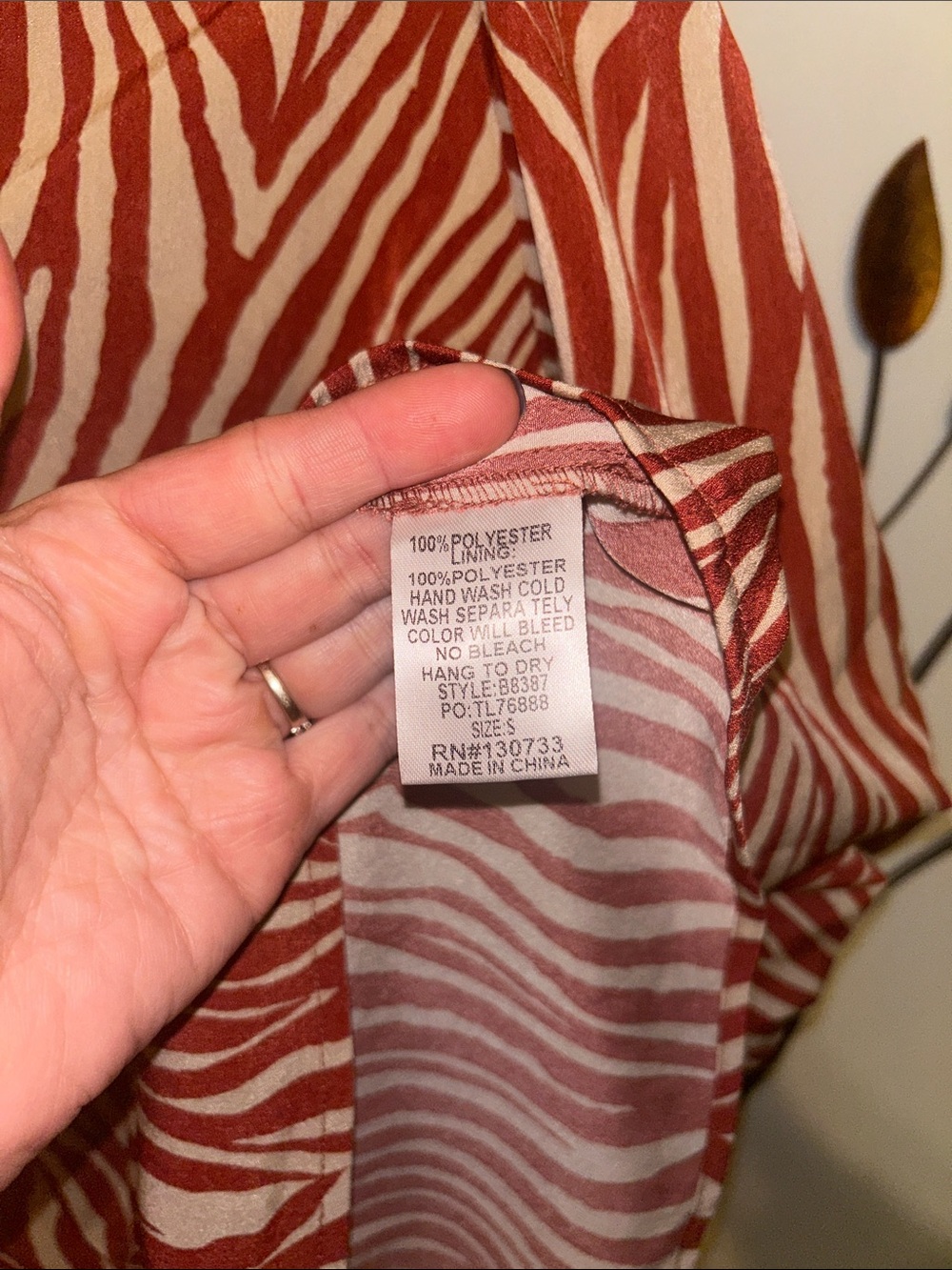 Umgee Rust & Cream Zebra-Print V-Neck Blouse - Picture 4 of 5